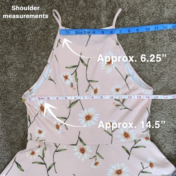 Forever 21 blush pink with white floral large print halter dress, medium - Picture 11 of 12